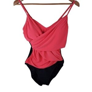 Aqua Green Swimsuit Womens Size Small Coral Black One-piece Adjustable Straps